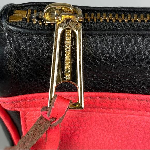REBECCA MINKOFF Mini Mac Black & Hot Pink Crossbody Bag Handbag with Chain - Picture 2 of 16